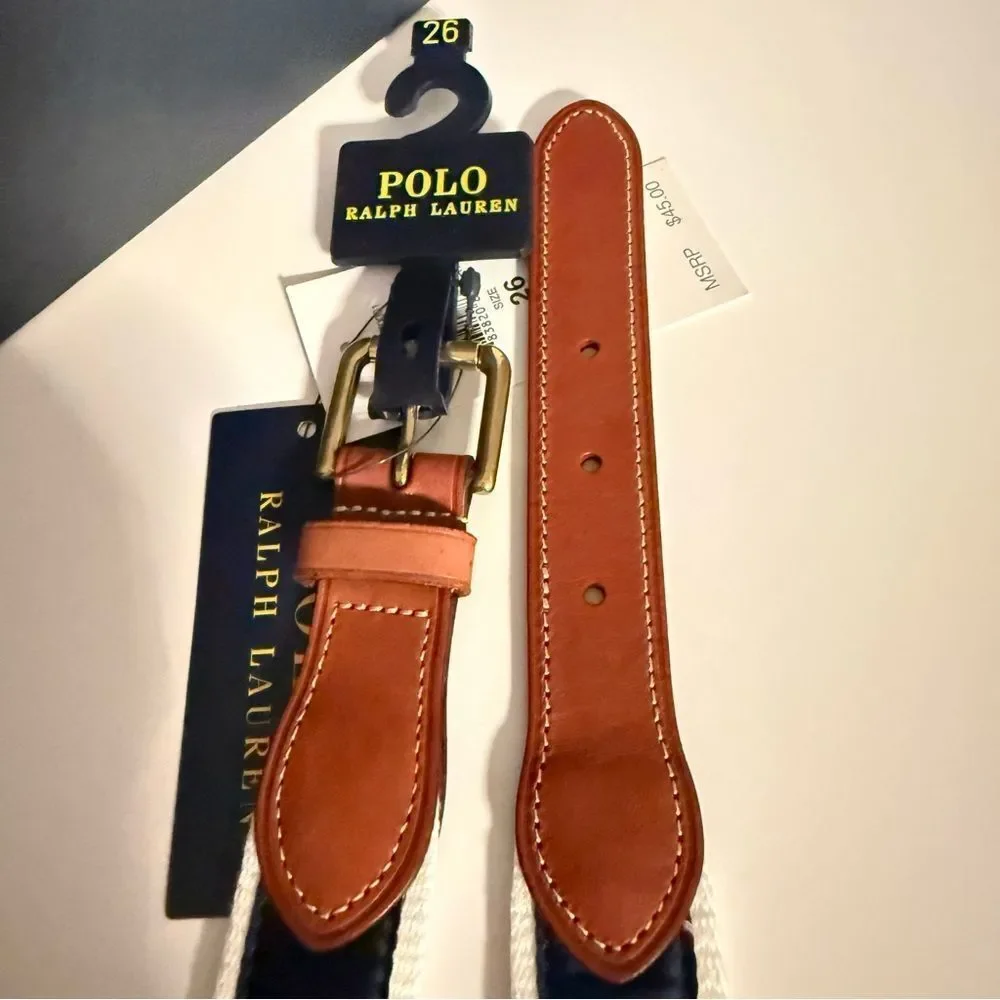 Polo Ralph Lauren Boys Belt Size 26 | Junior Kids Leather & Canvas – NWT